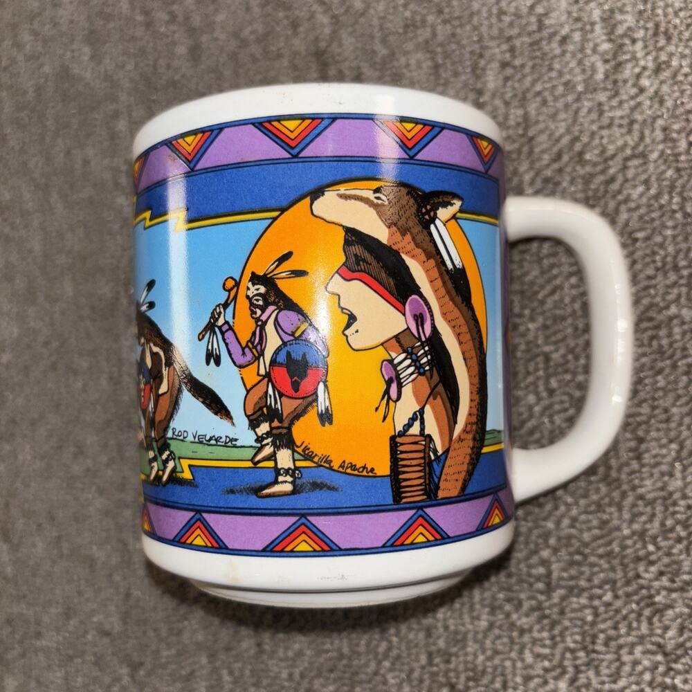 Native American Vintage Coffee Mug 12oz Wolf Artist Signed